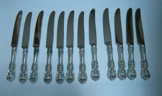 12 Old Reed & Barton Francis I Sterling Silver 9 1/8 " Dinner Knives