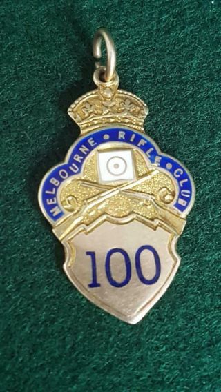 Very Rare Wwi Era Melbourne Rifle Club 15ct Gold “100” Medal Perfect Score (?) 9g