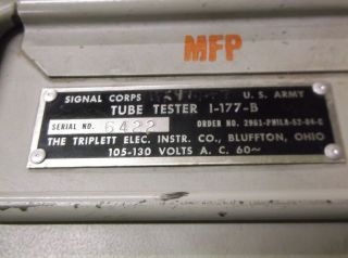 Vintage U.  S.  Army Signal Corps Dynamic Mutual Conductance Tube Tester I - 177 - B