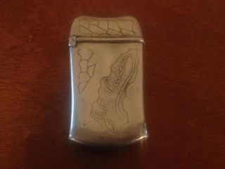 Antique Silver Plated Match Safe w/ Devil & Chain Design Marked JA Vickers 5