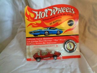 Nos Vintage 1969 Hot Wheels Redline Red Silhouette In Blister Pack