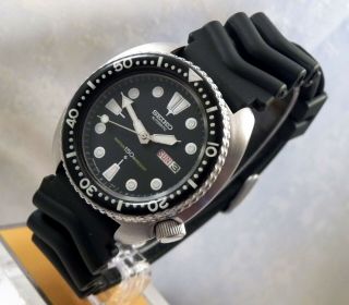 Seiko Classic Black Turtle Ceramic Shark - Mesh Automatic Diver Watch 6309 - 7040 11
