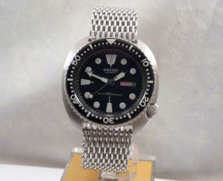 Seiko Classic Black Turtle Ceramic Shark - Mesh Automatic Diver Watch 6309 - 7040 2
