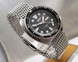 Seiko Classic Black Turtle Ceramic Shark - Mesh Automatic Diver Watch 6309 - 7040 3