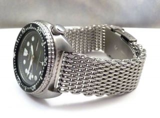 Seiko Classic Black Turtle Ceramic Shark - Mesh Automatic Diver Watch 6309 - 7040 7