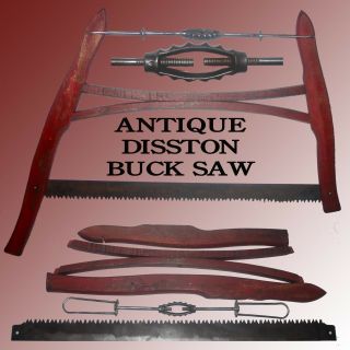 Vintage Disston Wood Frame Buck Saw 29 " Blade In Old Red Paint Still Quite Sharp