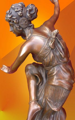 Art Deco Corinthian Dancer Signed Bronze Light Patina Statue Colinet Hot Cast