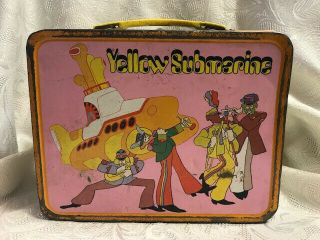 Vintage 1968 Yellow Submarine Metal Lunchbox The Beatles 2