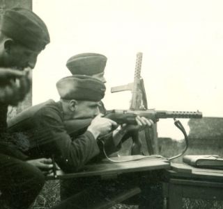 German Soldiers Firing Mp28 Machine Guns.  Ww2 Photo