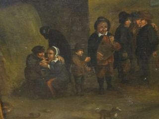 17th 18th Century Dutch Old Master Peasants Street Scene Tavern Antique Painting 9