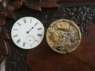 An Antique Minuet Repeating Pocket Watch Movement & Dial Parts