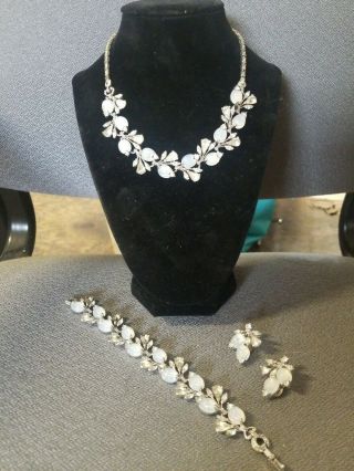 Vintage Pennino Moonstone Necklace,  Bracelet And Earrings Set Rare Near