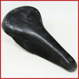 Frejus Leather Black Saddle Seat Vintage Road Racing Bicycle 40s 50s Antique Old