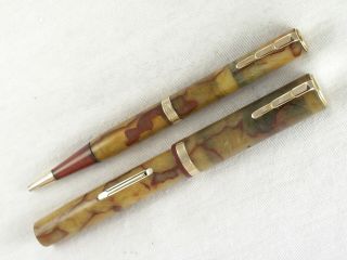 VINTAGE ONYX WATERMAN ' S LADY PATRICIA FOUNTAIN PEN SET FLEXIBLE NIB RESTORED 6