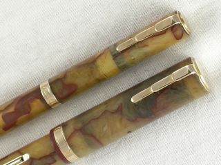 VINTAGE ONYX WATERMAN ' S LADY PATRICIA FOUNTAIN PEN SET FLEXIBLE NIB RESTORED 7