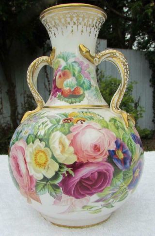 Finest Antique Early 19thc Coalport ? Vase Circa 1820 - Gilded Floral Detail