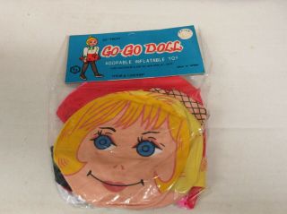 Vintage Old Dime Store Inflatable Go - Go Doll 20 Inch Package
