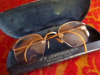 True Vtg 40s Eye Glasses Shuron 12k Gold Filled Wire Frame Semi Rimmed Ao Specs