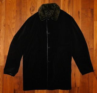 Vtg Gallotti Leather Shearling Reversible Coat Jacket Size Mens 50 Italian Black