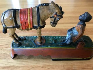Antique I Always Did Spise A Mule Cast Iron Mechanical Coin Bank Black Americana
