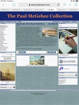 OLD OCEAN CITY MARYLAND PAUL MCGEHEE S/N LTD ED PRINT FRAMED EXTREMELY RARE 3