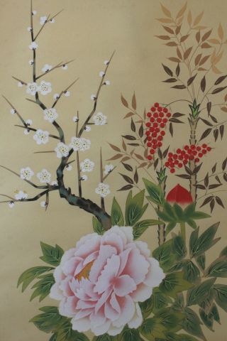 A04z6 Gorgeous Flowers Of Four Seasons Japanese Hanging Scroll