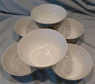 Six Vintage Chinese Porcelain Food Bowls,  Green Five Clawed Dragons etc 4