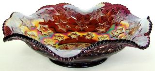 Antique Millersburg MANY STARS Amethyst Carnival Glass Bowl 2
