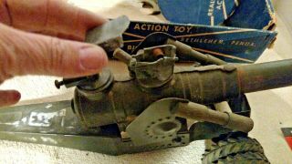 VINTAGE Conestoga Big Bang 105MM Cannon,  Army Green,  1950 ' s CAST IRON TOY 3