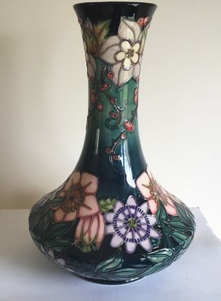 Vintage Moorcroft Pottery Tube Lined Carousel Vase Signed Rachel Bishop Boxed