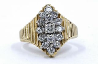 Vintage 14k Yellow Gold Diamond Cluster Ring 6.  5 Grams 1.  29ct (140)