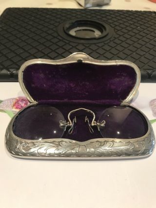 Antique Victorian Sterling Solid Silver Eyeglass & Spectacle Case Box Chatelaine 2