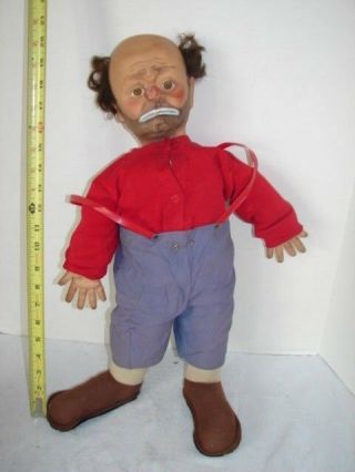 Vintage 1950’s Emmett Kelly Weary Willie Clown Doll Baby Barry Toy Co.  Nyc 22 In