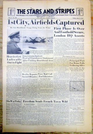 1944 Stars & Stripes Ww Ii Newspaper Allies Invade Normandy France D - Day Invasio