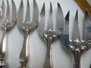 PARIS FRANCE Mother of Pearl and 800 Silver Oyster Cocktail Forks Set of 6 4