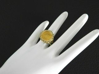 Vintage 1990 24k Chinese Panda Bear Coin 14k Solid Gold Ring 5 Yuan 999