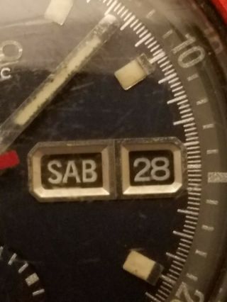 VTG 1970 Seiko 6139 - 6009 Auto Chronograph Pepsi Matte Black Suwa 17J Dial Watch 5