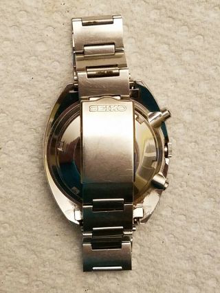 VTG 1970 Seiko 6139 - 6009 Auto Chronograph Pepsi Matte Black Suwa 17J Dial Watch 8