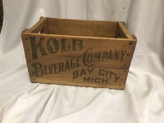 Vintage Wood Beer Crate Case - Kolb Beverage Co Bay City,  Michigan Bw112