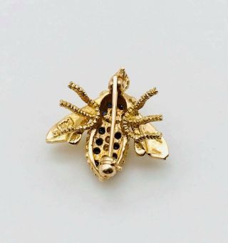 Gorgeous Vintage Solid 14k Yellow Gold Sapphire and Diamond Bee Pin Brooch 2