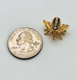 Gorgeous Vintage Solid 14k Yellow Gold Sapphire and Diamond Bee Pin Brooch 3