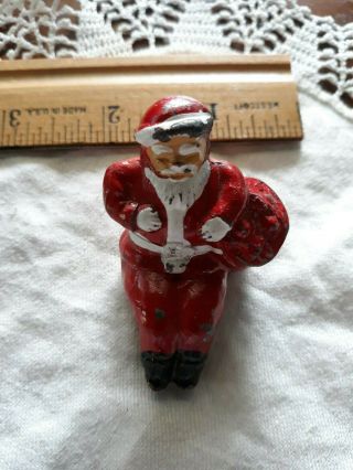 Vintage Cast Iron Toy Rare Sitting Santa Claus Figure For Truck Or Sleigh
