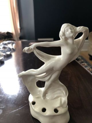 Art Deco Porcelain Ceramic Figurine Statue,  Woman Dancing.  Marked.