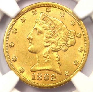 1892 - Cc Liberty Gold Half Eagle $5 Coin - Ngc Au Details - Rare Carson City