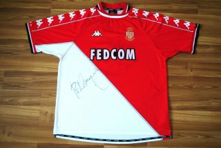 Monaco Home Football Shirt 1999 - 2000 Jersey Rafael MÁrquez Vintage Signed Rare