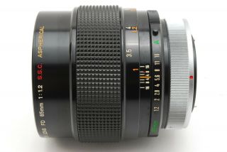 【RARE EXC,  】Canon FD 85mm f1.  2 S.  S.  C.  Aspherical MF Lens from Japan 328 5