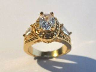Stunning Gold Tone Indian Style Ring With Clear Stones - Metal Detecting Find
