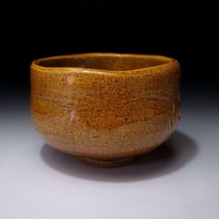 CM7: Vintage Japanese Pottery Tea Bowl of Raku ware,  Brown glaze,  Ohi ware style 4