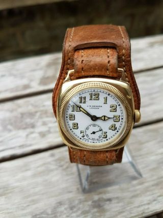 A Rare Jw Benson 9ct Gold Gents Watch 1933,  3 Piece Borgel Case,