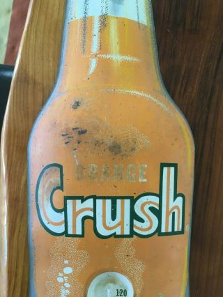 Vintage 1950 ' s Orange Crush Bottle Thermometer Sign 5